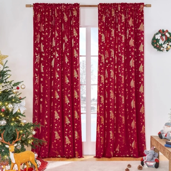 Christmas Velvet Curtains Set - Picture 1 of 1
